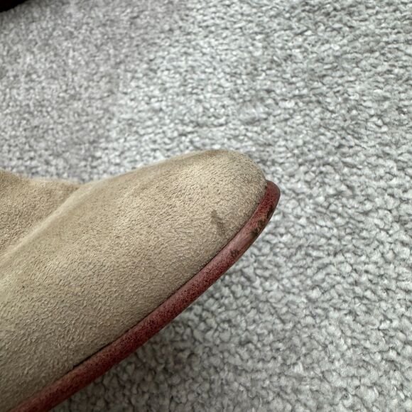 Sam Edelman Fringe Studded Suede Leather Ankle Boots Womens 6M Taupe Low Heel - Picture 9 of 14